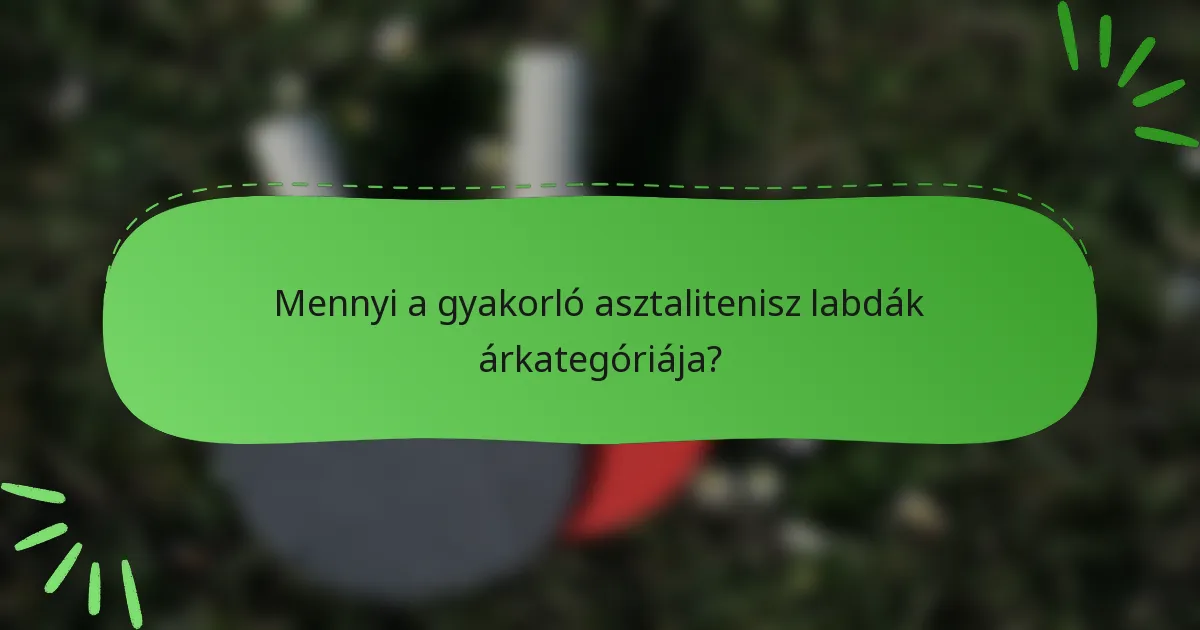 Mennyi a gyakorló asztalitenisz labdák árkategóriája?